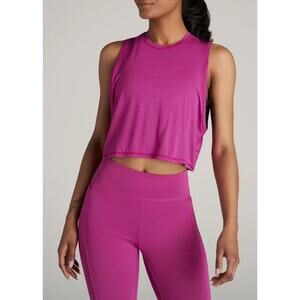 American Tall Athletic Cropped Muscle Tank Top NWT Orchid Fuchsia Size Large